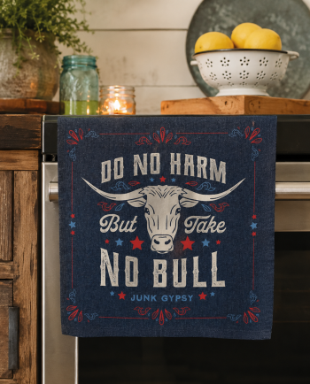 boho do no harm, but take no bull dish cloth set