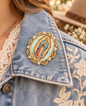 lady of guadalupe crystal pin