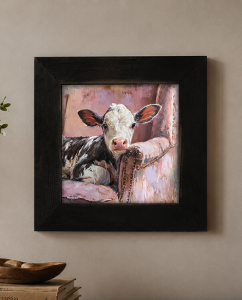 armchair cow framed art