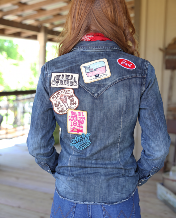 denim button down with patches