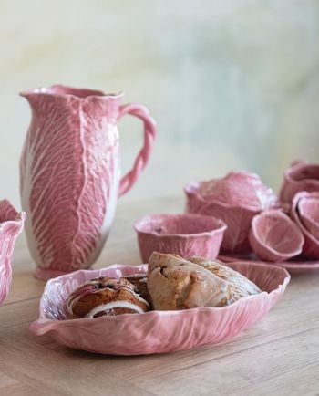 pink stoneware cabbage shaped platter