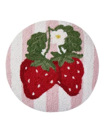 striped strawberries hooked pillow