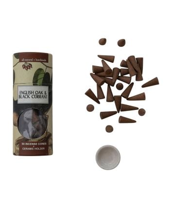 30 piece english oak incense cones with holder