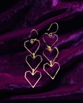 triple heart dangle earring