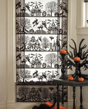 spooky hollow lace curtain panel