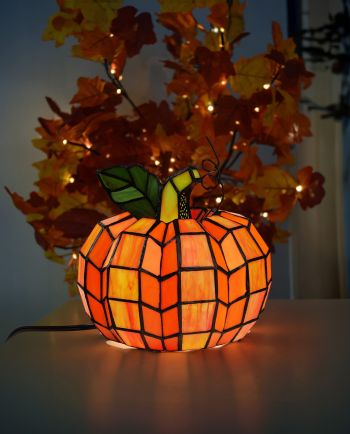 9" patch the pumpkin lamp - orange