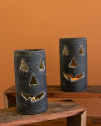 tall black clay jack-o-lantern