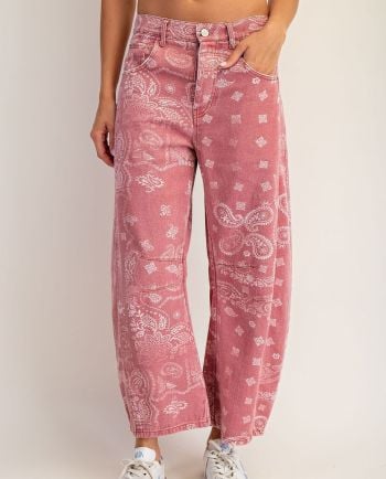 dusty rose bandana barrel jean