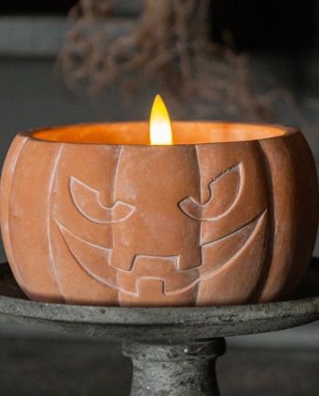 Orange Jack-O-Lantern 3D Flame Candle