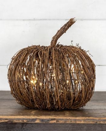 11.5" lighted rattan pumpkin