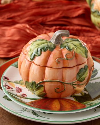 Harvest Fields 3-D Pumpkin Covered Soup Bowls