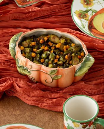 Harvest Fields 3-D Pumpkin Shallow Serving Dish