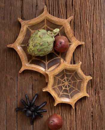 carved mango spider web bowl
