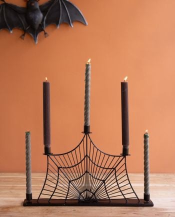Wire Halloween Spider Web Candelabra