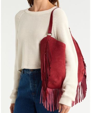 free people finn fringe bag - chilled merlot
