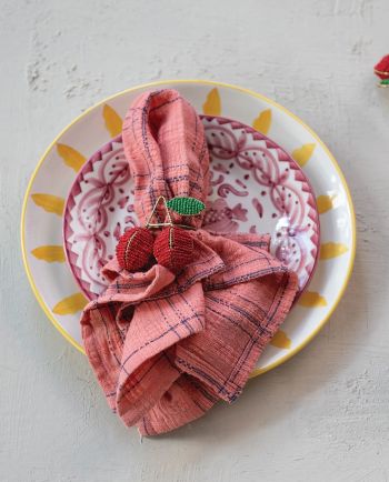 beaded cherry napkin ring set