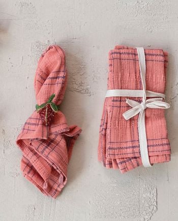 beaded strawberry napkin ring set
