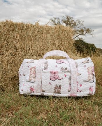 the cowgirl club - pink boots duffle bag
