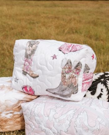 the cowgirl club - pink boot large makeup bag