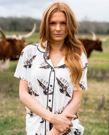 wander inn button down pj top