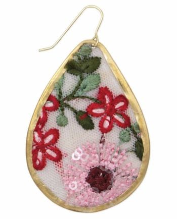 white vintage floral earring