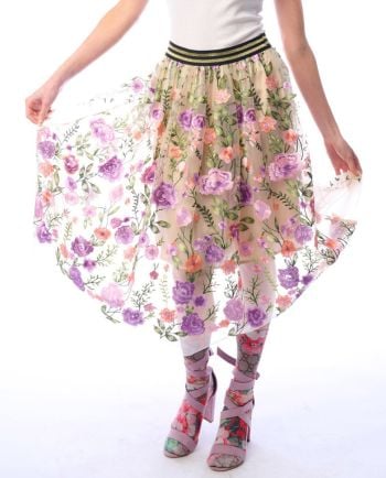 aratta lavender love floral skirt