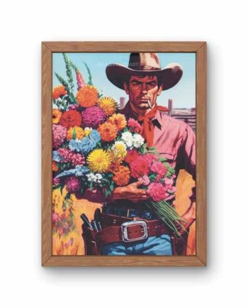 cowboy bouquet art print