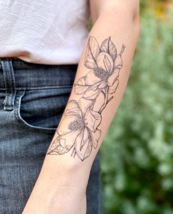 magnolia flower temporary tattoo