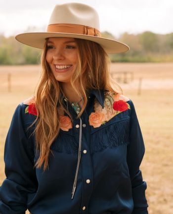 RODEO QUINCY X JUNK GYPSY GUADALUPE DARK NAVY BUTTON UP