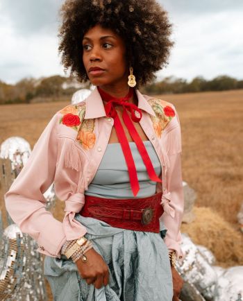 RODEO QUINCY x JUNK GYPSY GUADALUPE ROSE PALE PINK BUTTON UP