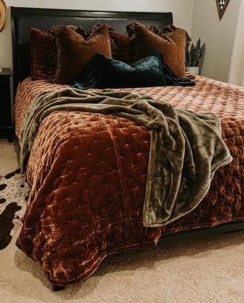 STELLA FAUX SILK VELVET QUILT - available in several colors & sizes!