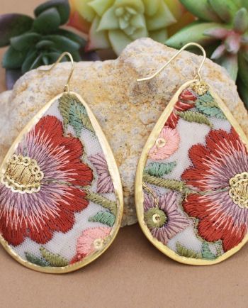 autumn bloom embroidered earring