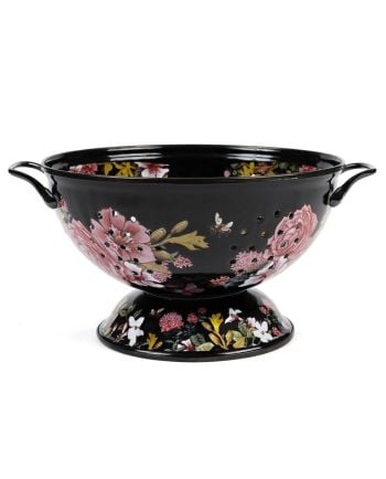 blue stallion farms 3 quart black floral colander