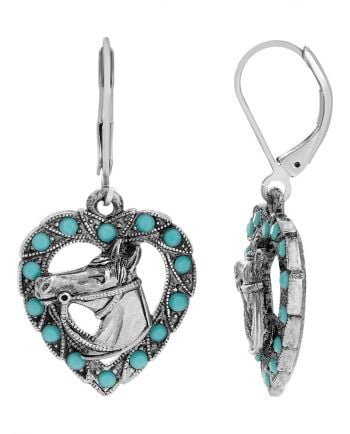 turquoise horse head heart earring