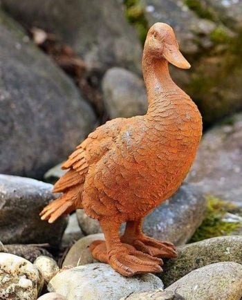 rustic cast iron duck statue