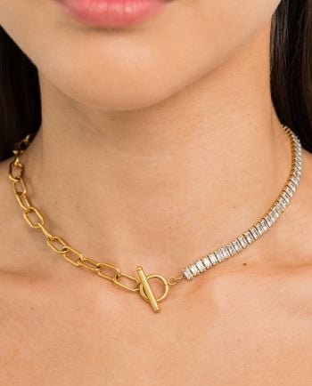 brenda grands gold tennis/paperclip choker