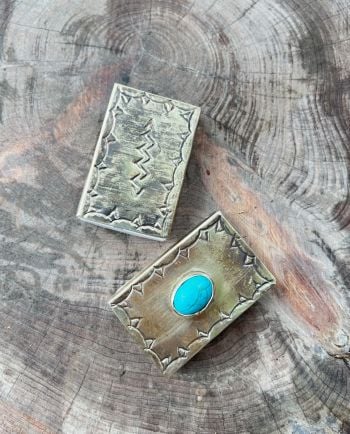 small stamped matchbox with turquoise