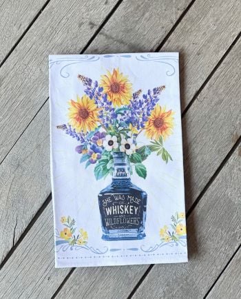 whiskey & wildflowers tea towel