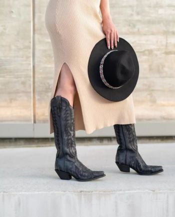 hallie black distressed boot