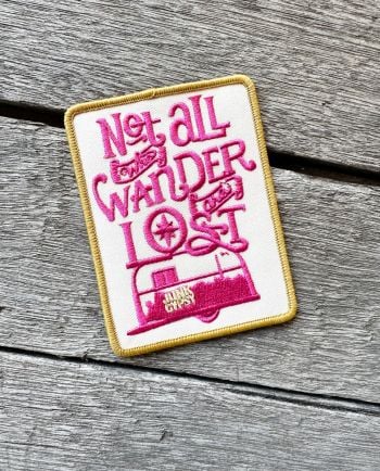 not all who wander are lost pink patch