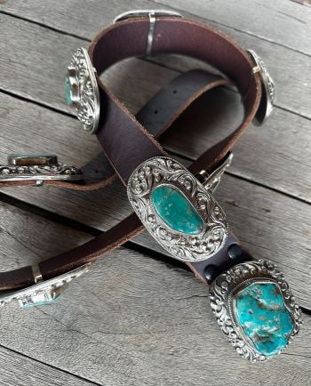 3D embossed turquoise nugget concho belt