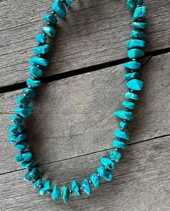 blue turquoise chip with navajo pearls necklace