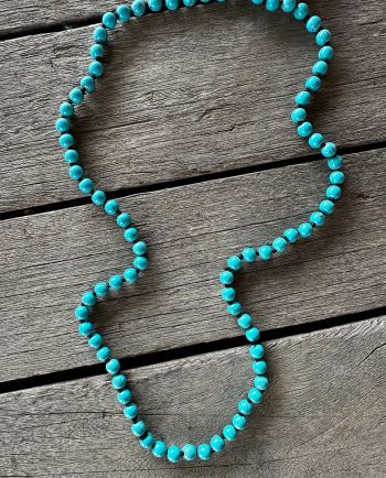 34" 8mm blue turquoise necklace
