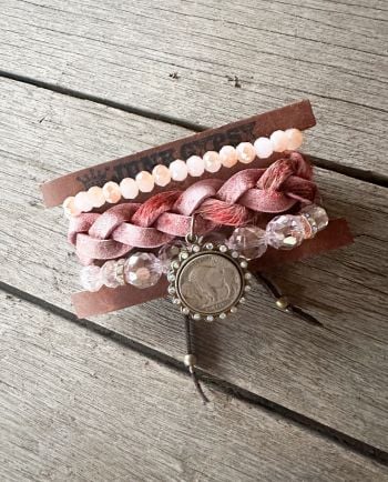 pink braid stacker bracelet set