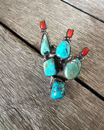 medium coral cactus ring