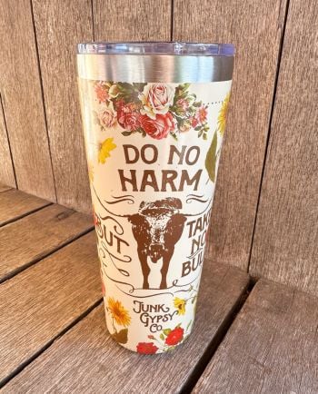 do no harm, take no bull floral tumbler