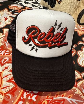 rebel trucker hat - black/white