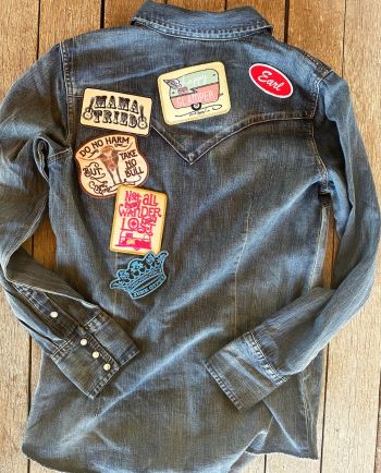 denim button down with patches