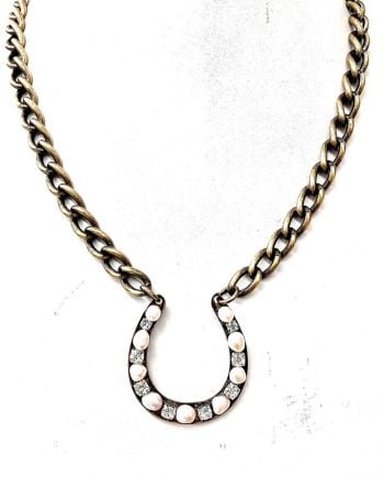pink pearl/rhinestone horseshoe necklace