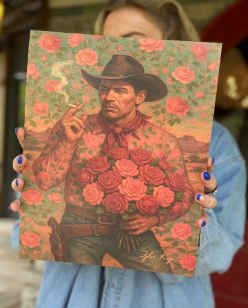 smokin' roses cowboy poster